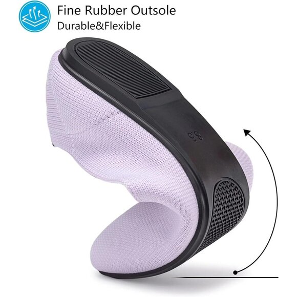 Frank Mully Women’s Purple Knit Fabric Round Toe Slip On Ballet Flat Shoes - Picture 5 of 7